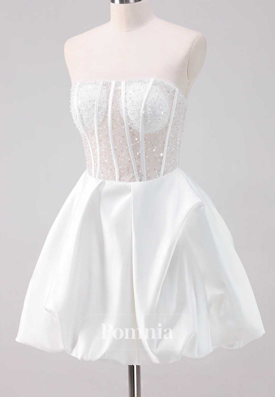 White Strapless Sleeveless Corset Short Homecoming Dress