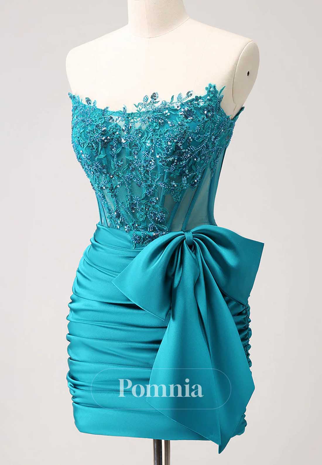 Charming A-Line Strapless Sleeveless Bowknot Homecoming Dress