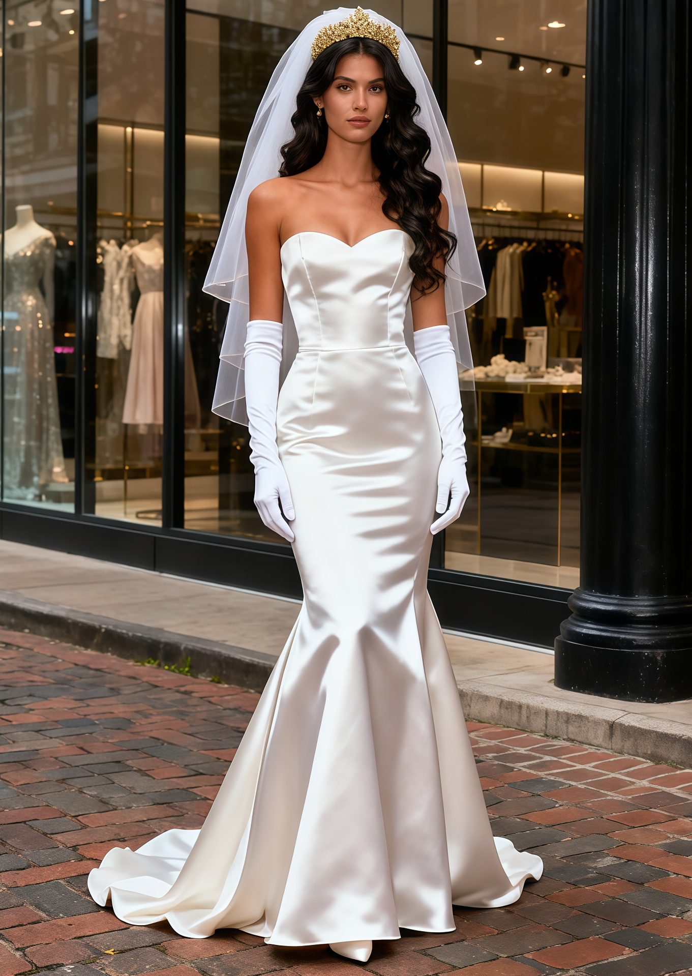 Satin Trumpet Mermaid Sweetheart Simple Wedding Dress