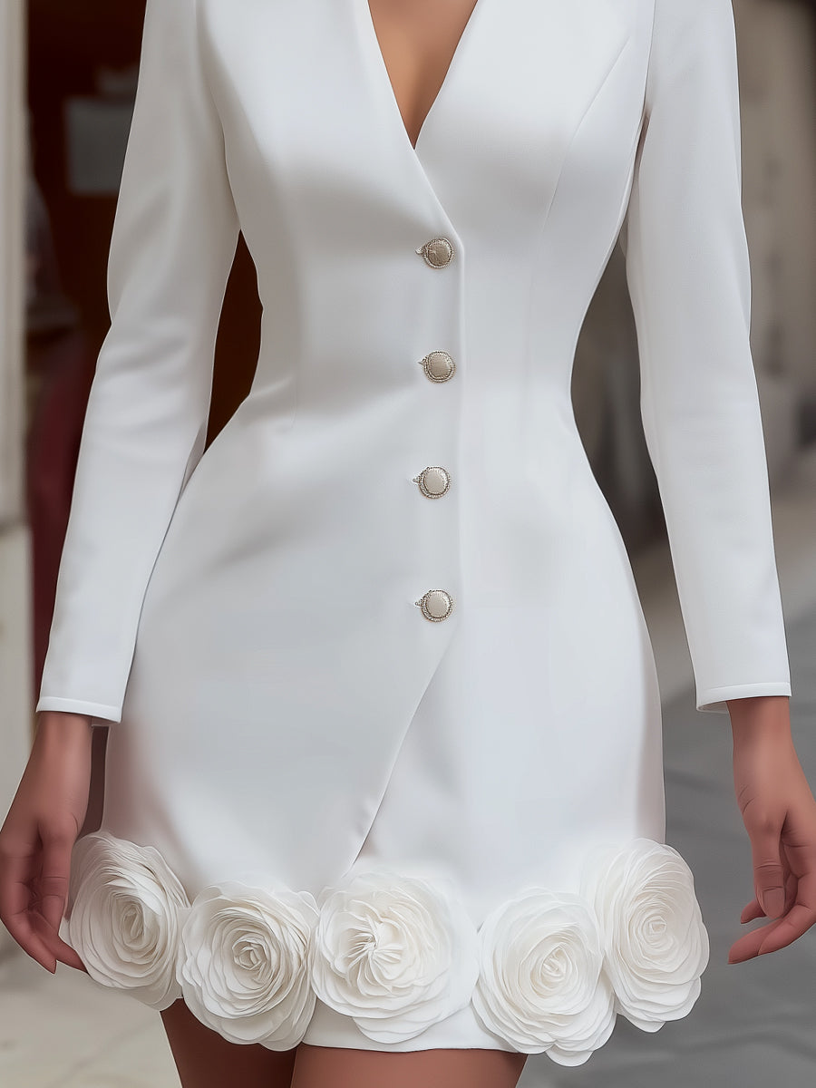 Floral Hem Tailored Mini Blazer Dress