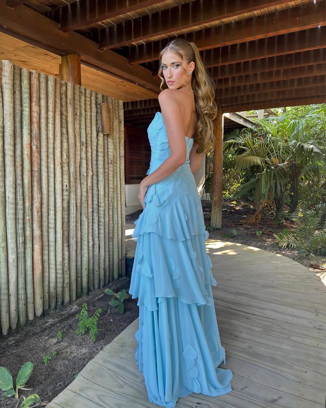 Chic Strapless Sleeveless Long Pleated Prom Dress With Ruffles