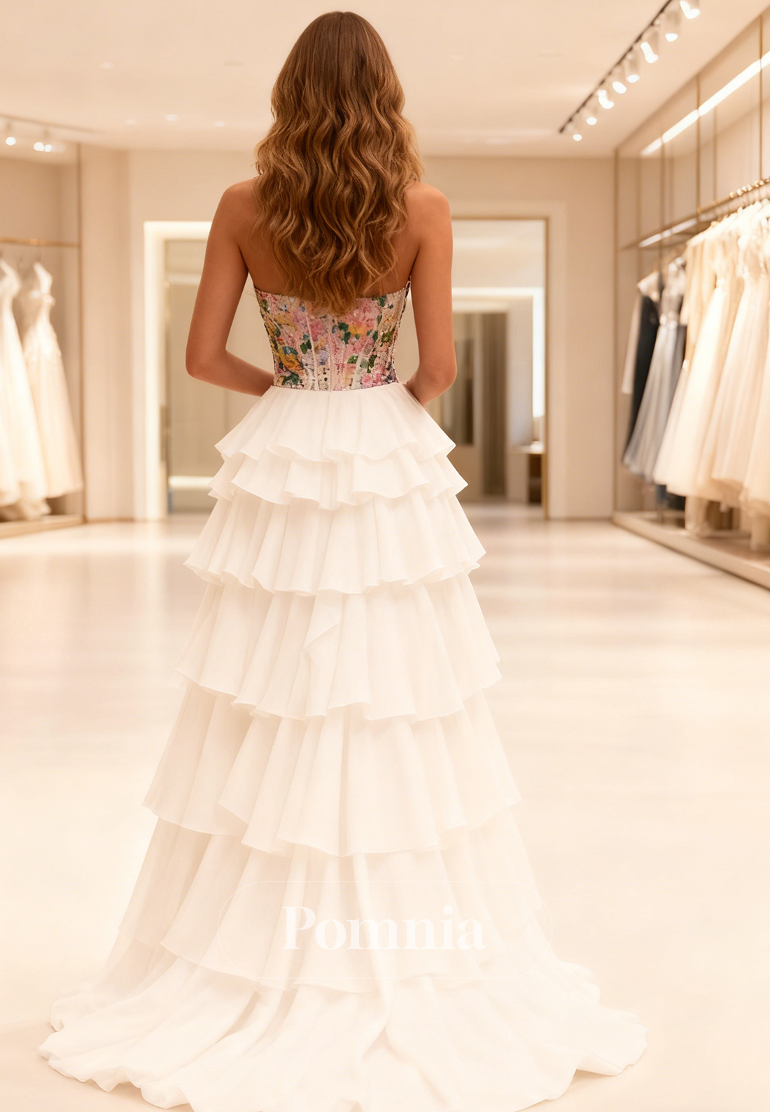 Simple Sleeveless Strapless Ruffles Prom Dress