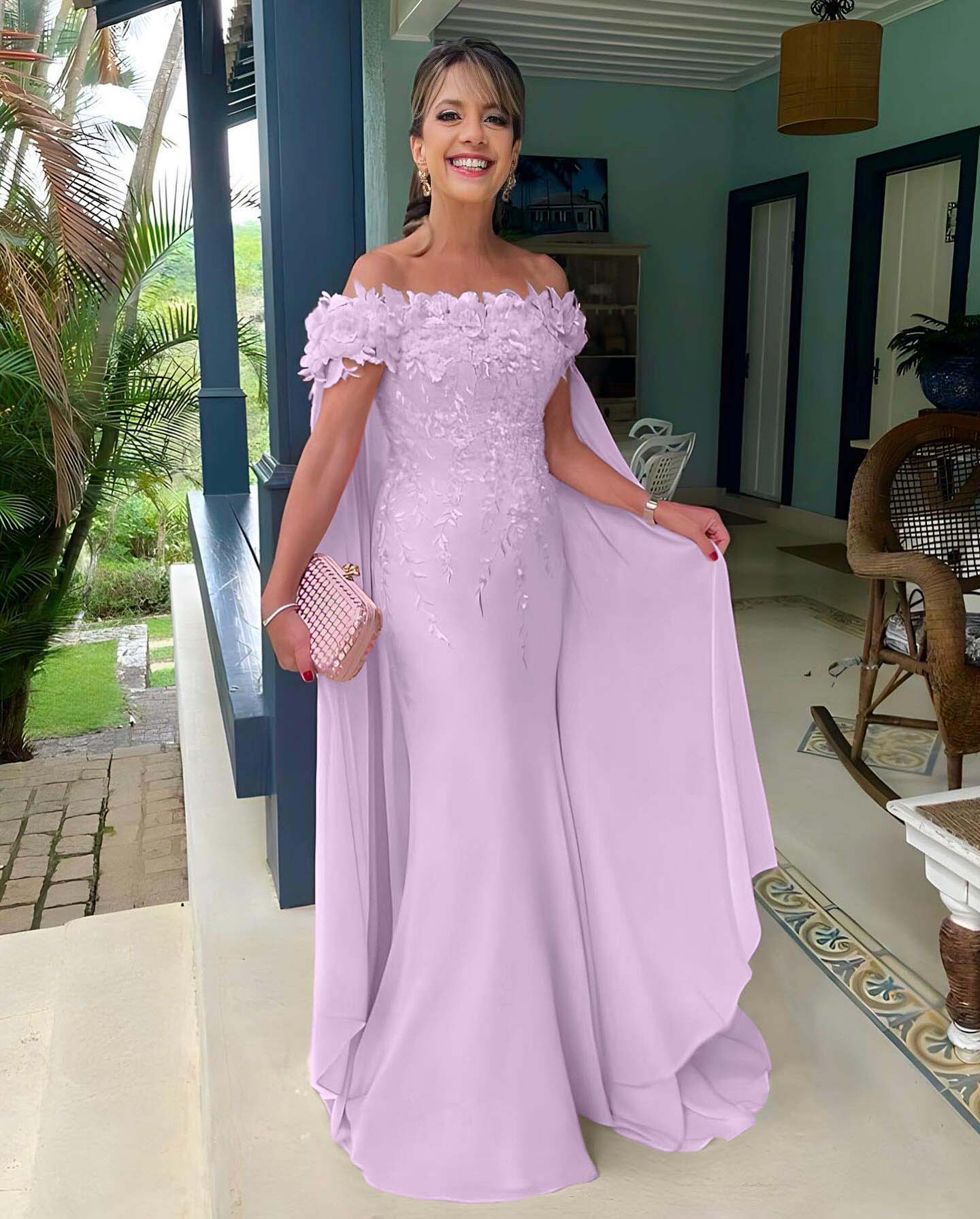 Off the Shoulder Sleeveless Long Mermaid Prom Dress With Appliques