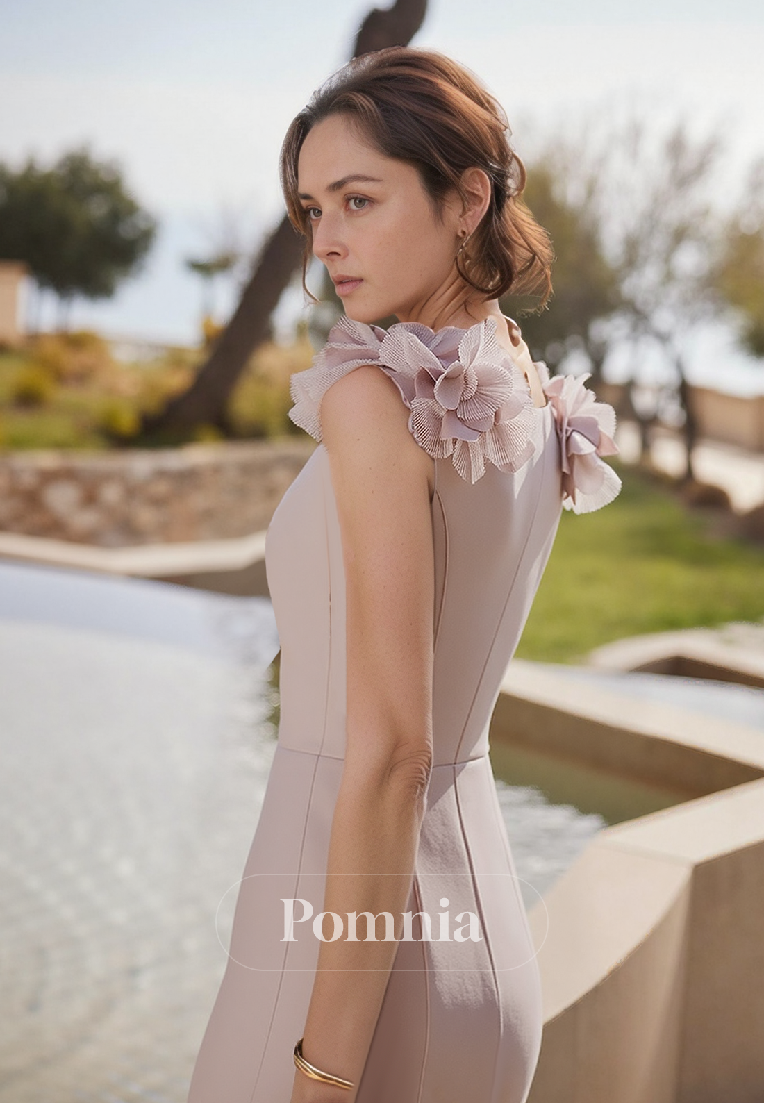 Dusk Sheath Sleeveless V-Neck Appliques Mother of the Bride Dress