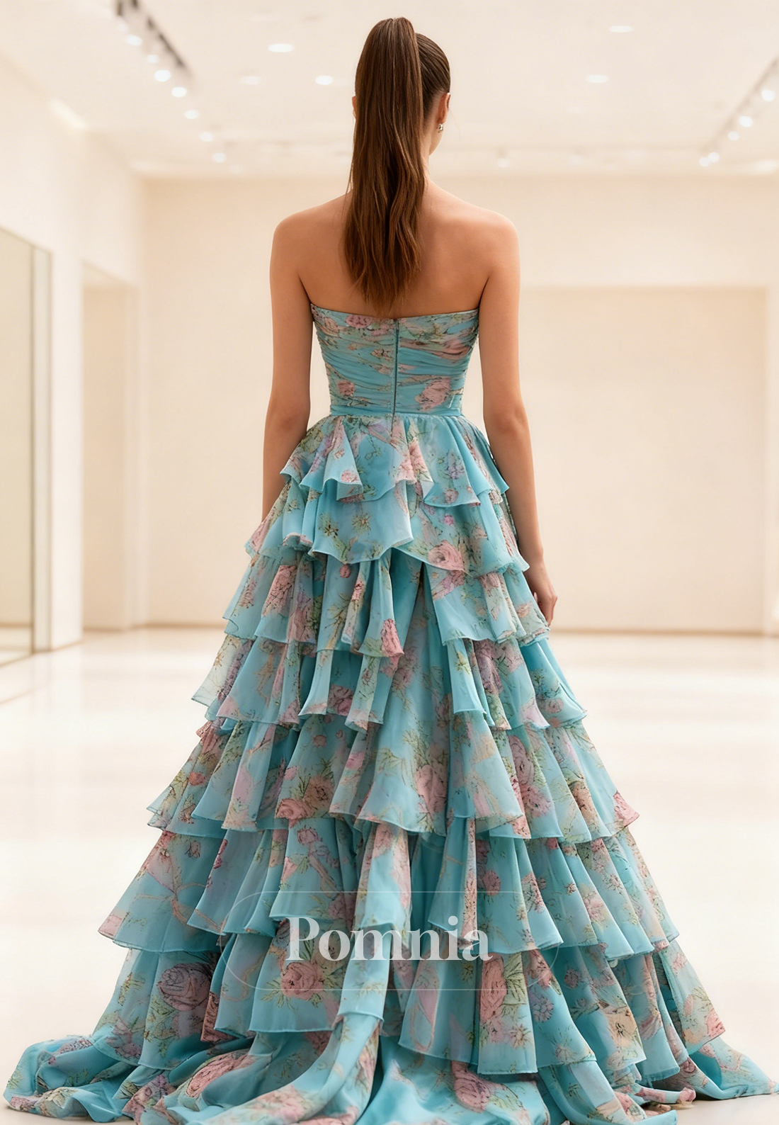 Simple Sleeveless Strapless Ruffles A-Line Prom Dress