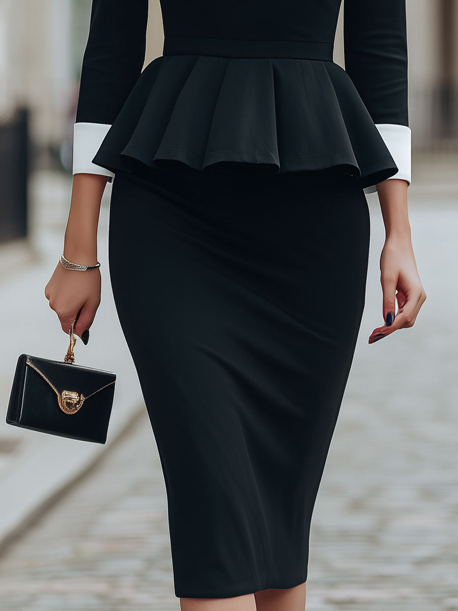 Black And White Peplum Sheath Dress: Timeless Elegance With Modern Sophistication
