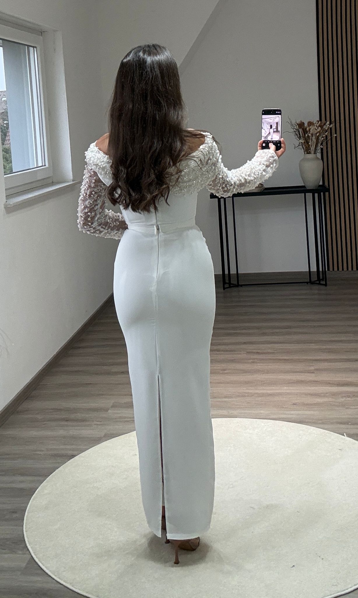 Sparkly Long Sleeves Scoop Appliques Sequins Evening Dress