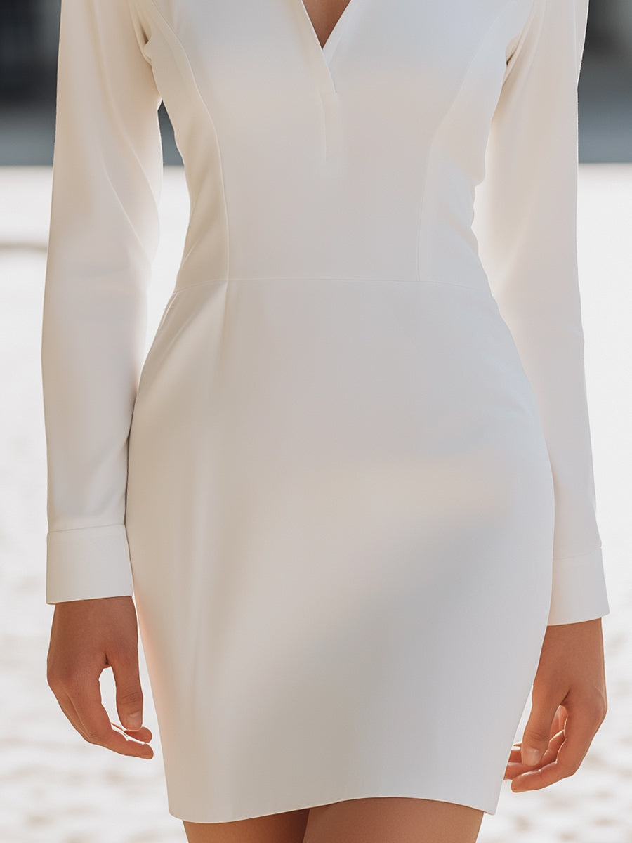 Minimalist Structured Shirt-Collar Mini Dress