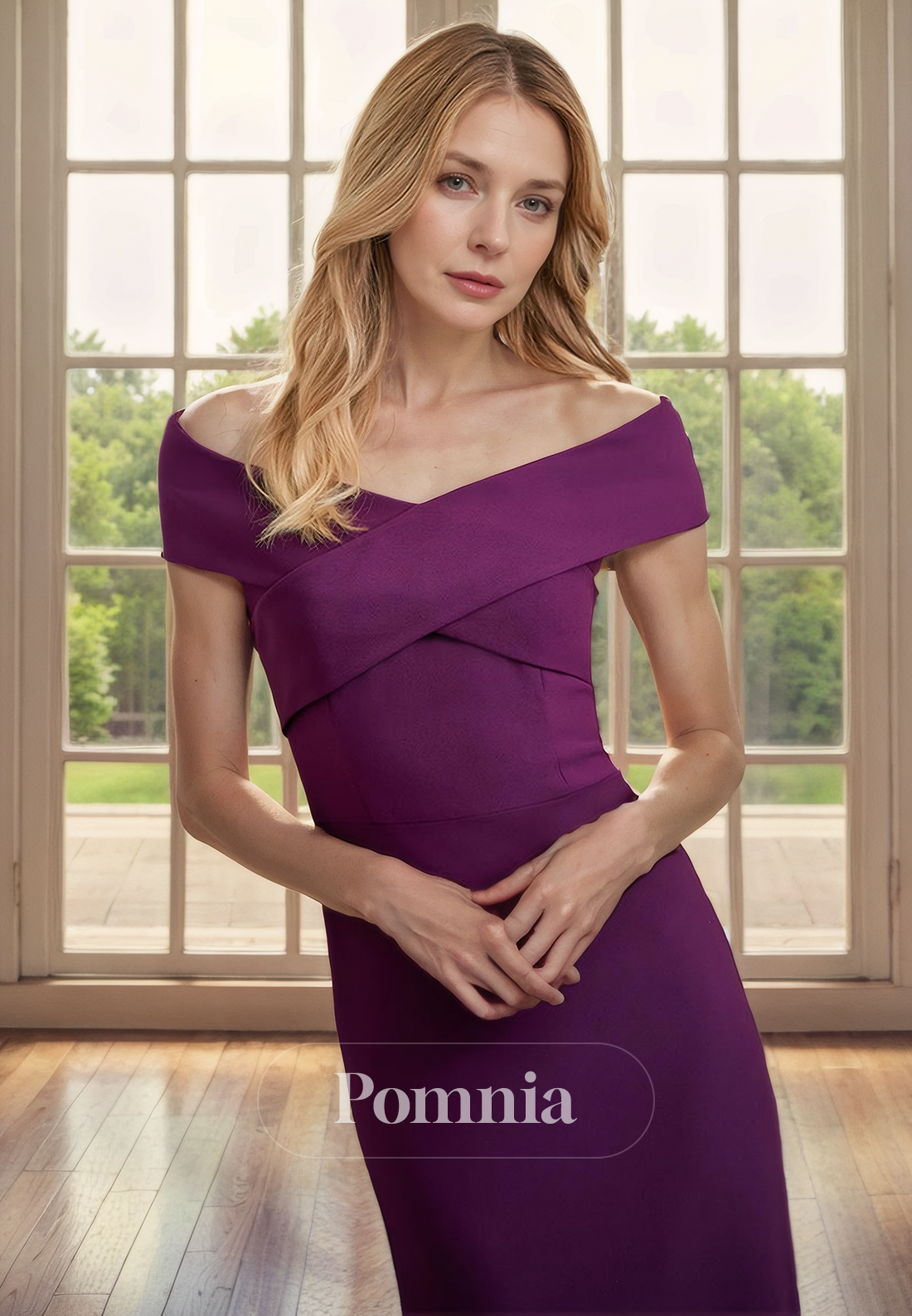 Column/Sheath Strapless Pleated Empire-Waist Long Mother of Bride Dress