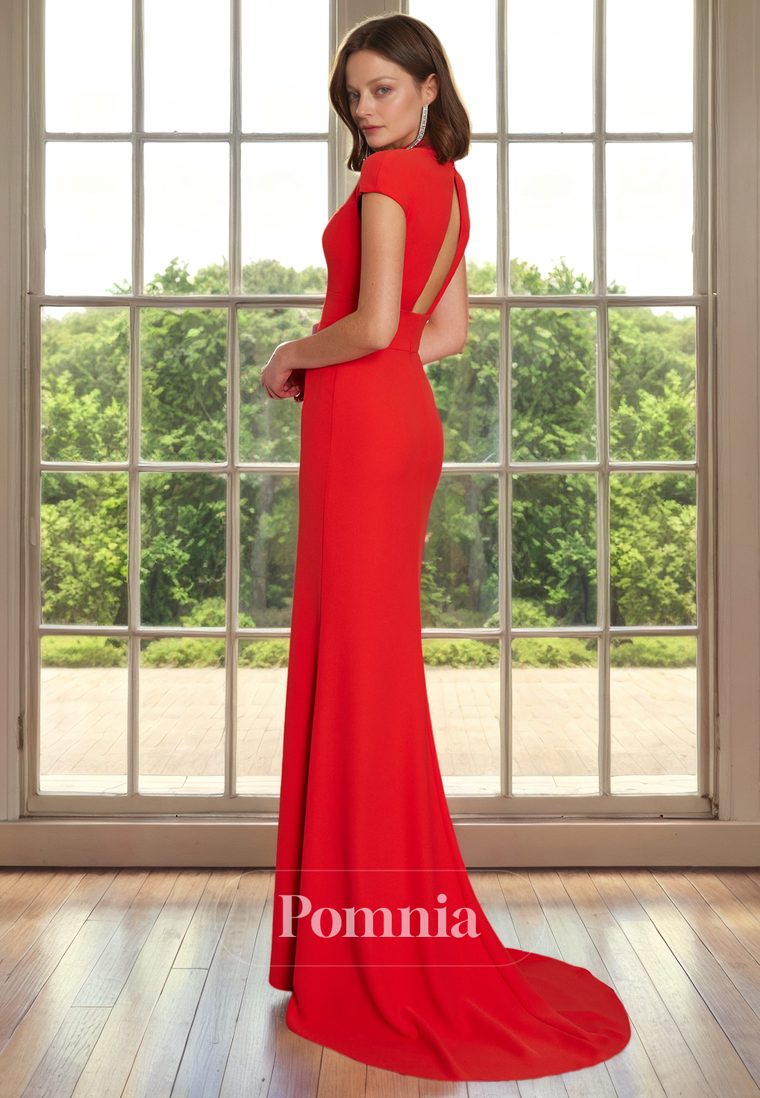 Mermaid/Trumpet V-Neck Sleeveless Side Slit Long Mother of Bride Dress