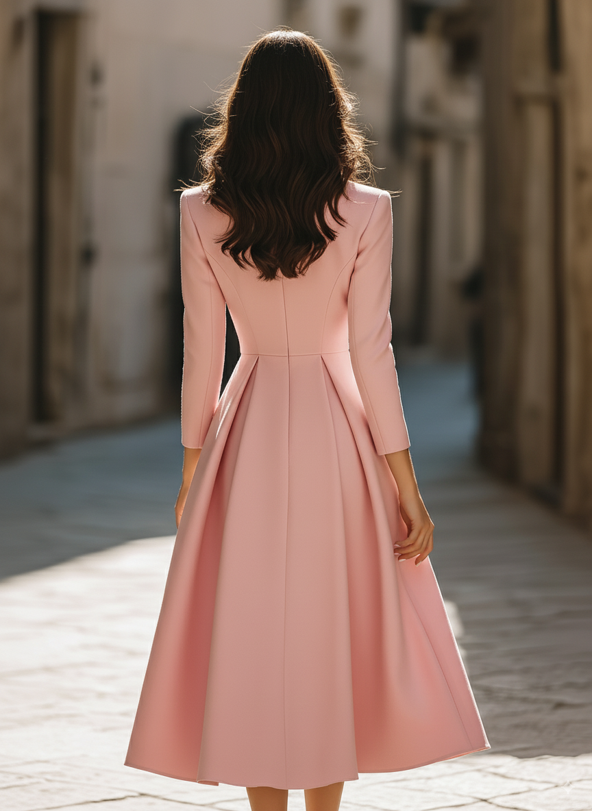 Elegant Pleated Blazer Midi Dress