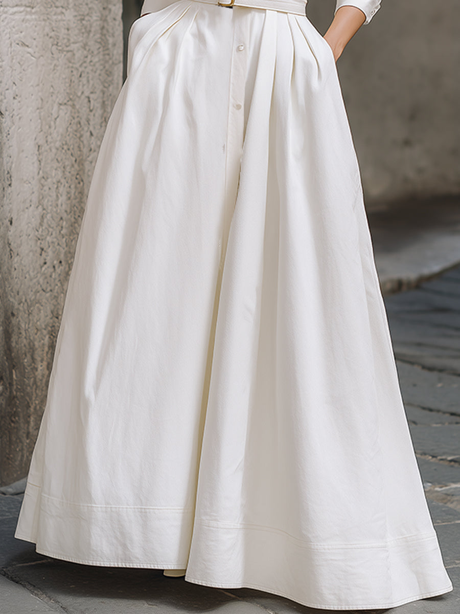 Elegant Belted Long Shirt Dress