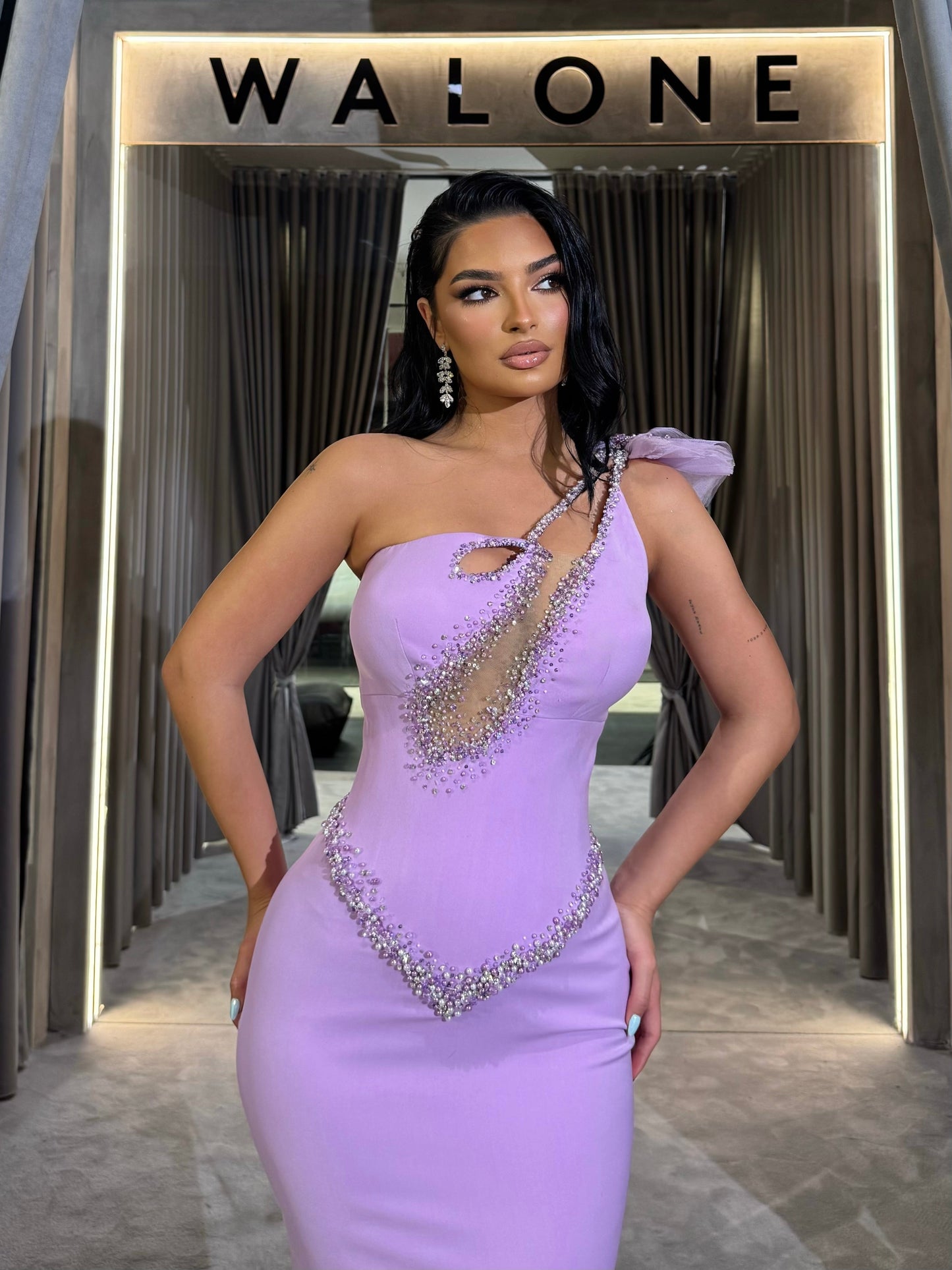 Lilac One Shoulder Mermaid Dress