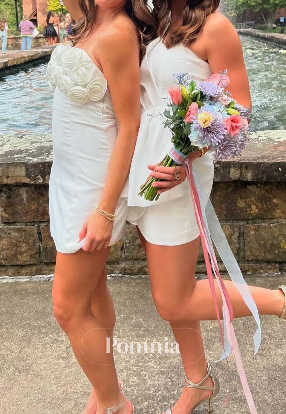 Bodycon Strapless Short Homecoming Dress with 3D Rosette Bodice