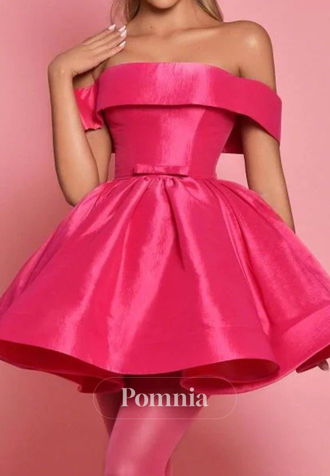 Candy Pink Off-Shoulder Sleeveless A-Line Homecoming Dress