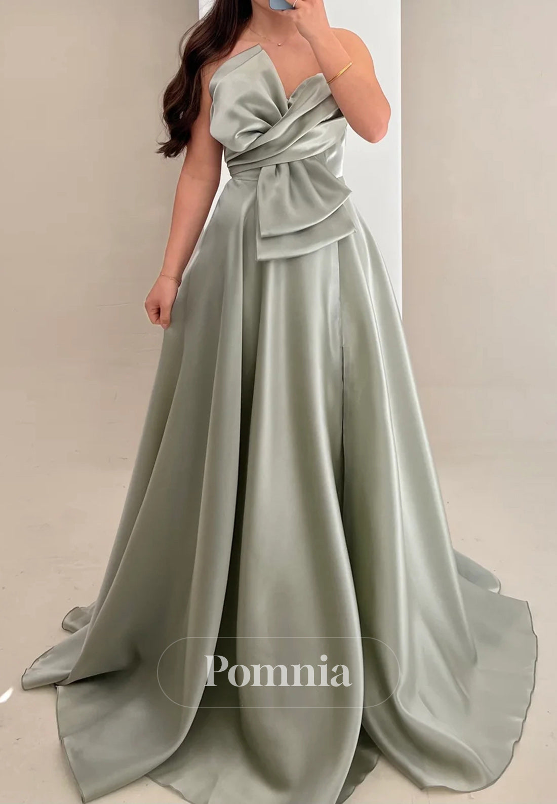 Charming A-Line Sleeveless Strapless Bowknot Evening Dress
