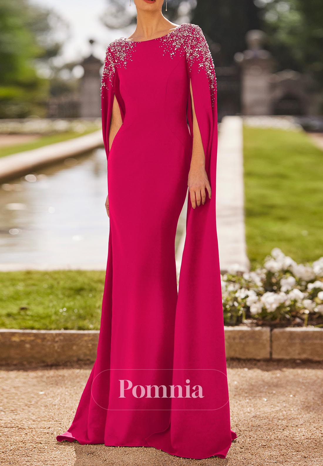 Elegant Long Sleeves Scoop Sequins Floor-Length Satin Mother of the Bride Dress