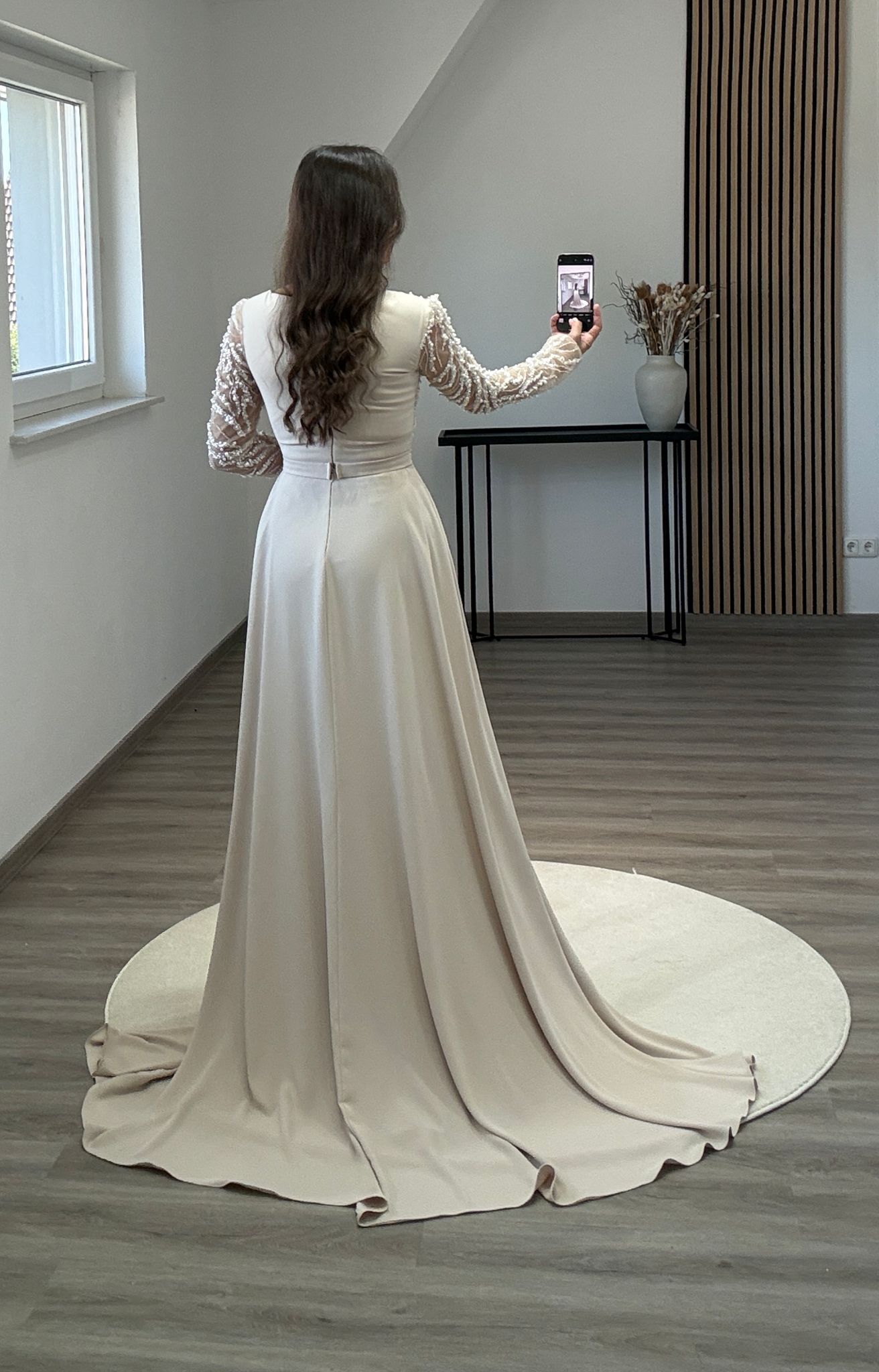 Long Sleeves Square A-Line Evening Dress