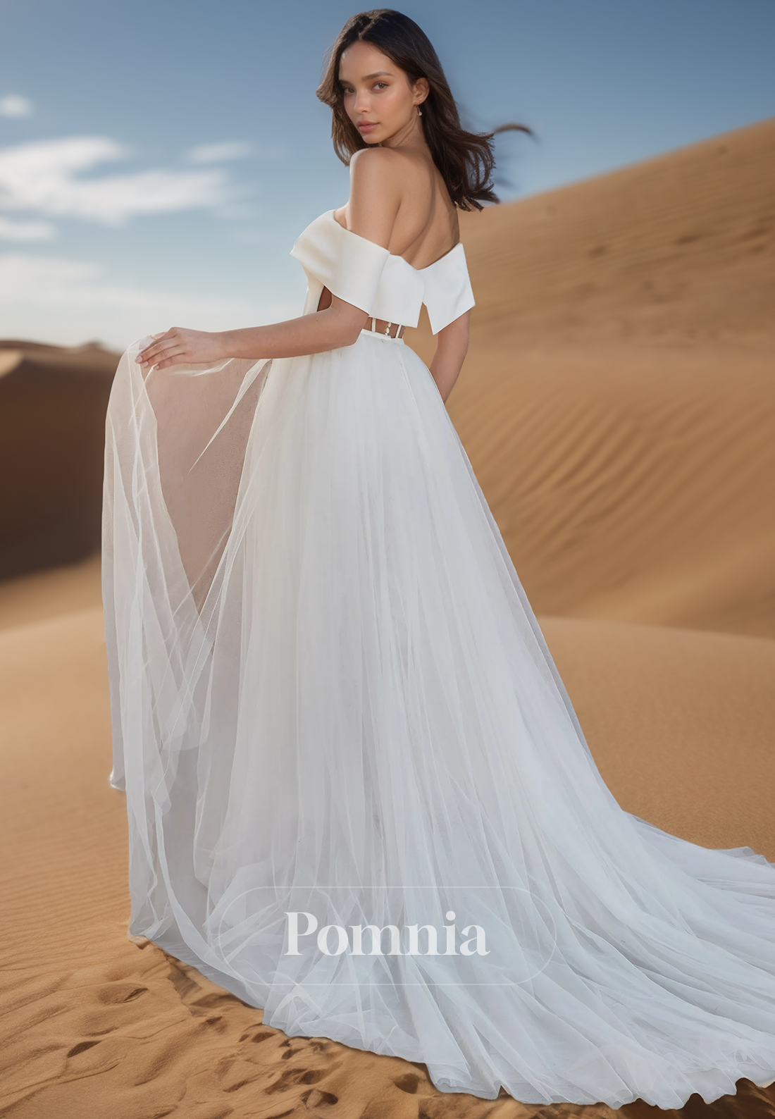 Simple Off-Shoulder Sleeveless White Pants Satin Wedding Dress