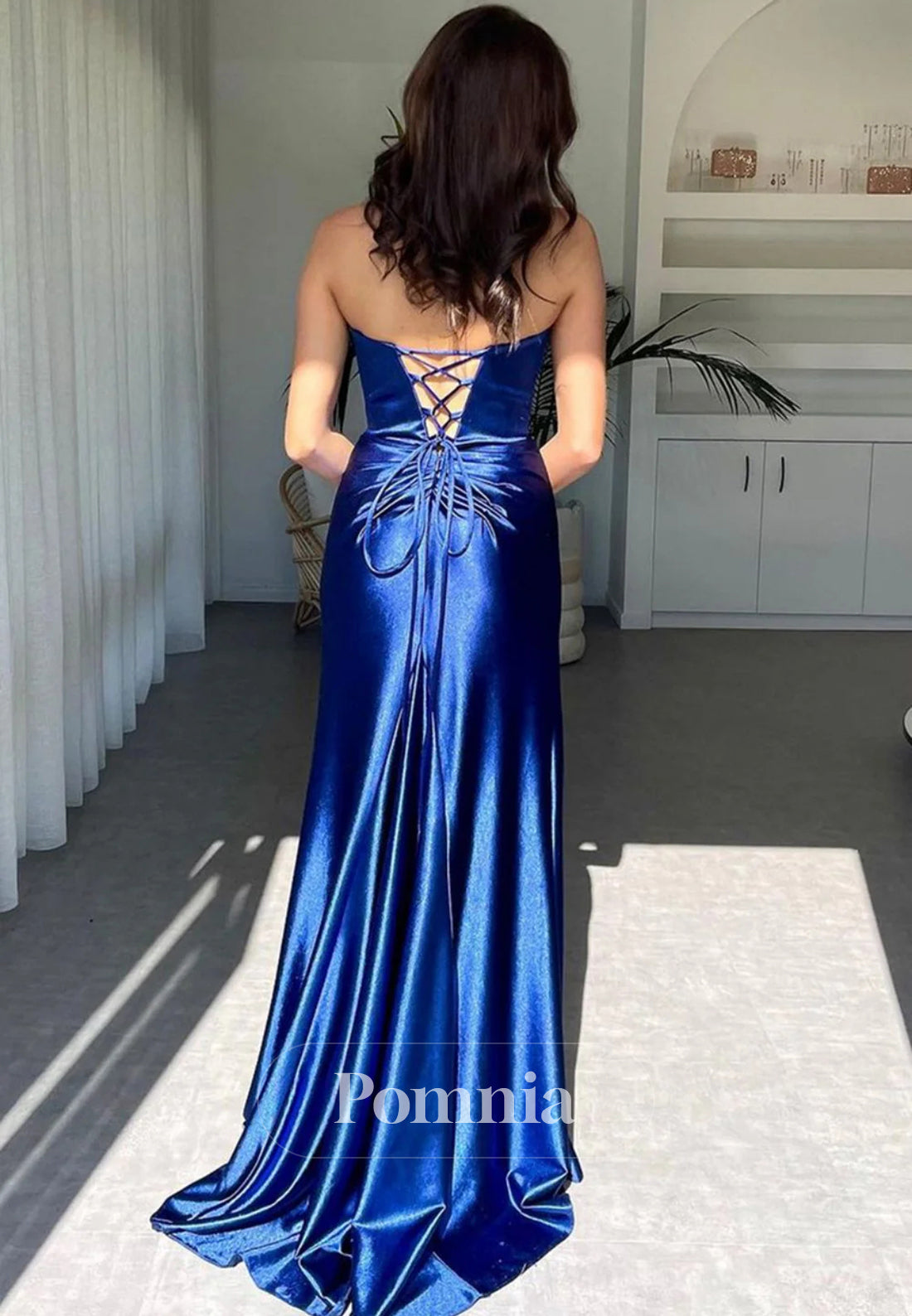 Hot Sexy Mermaid Deep V-Neck Royal Blue Long Prom Dress