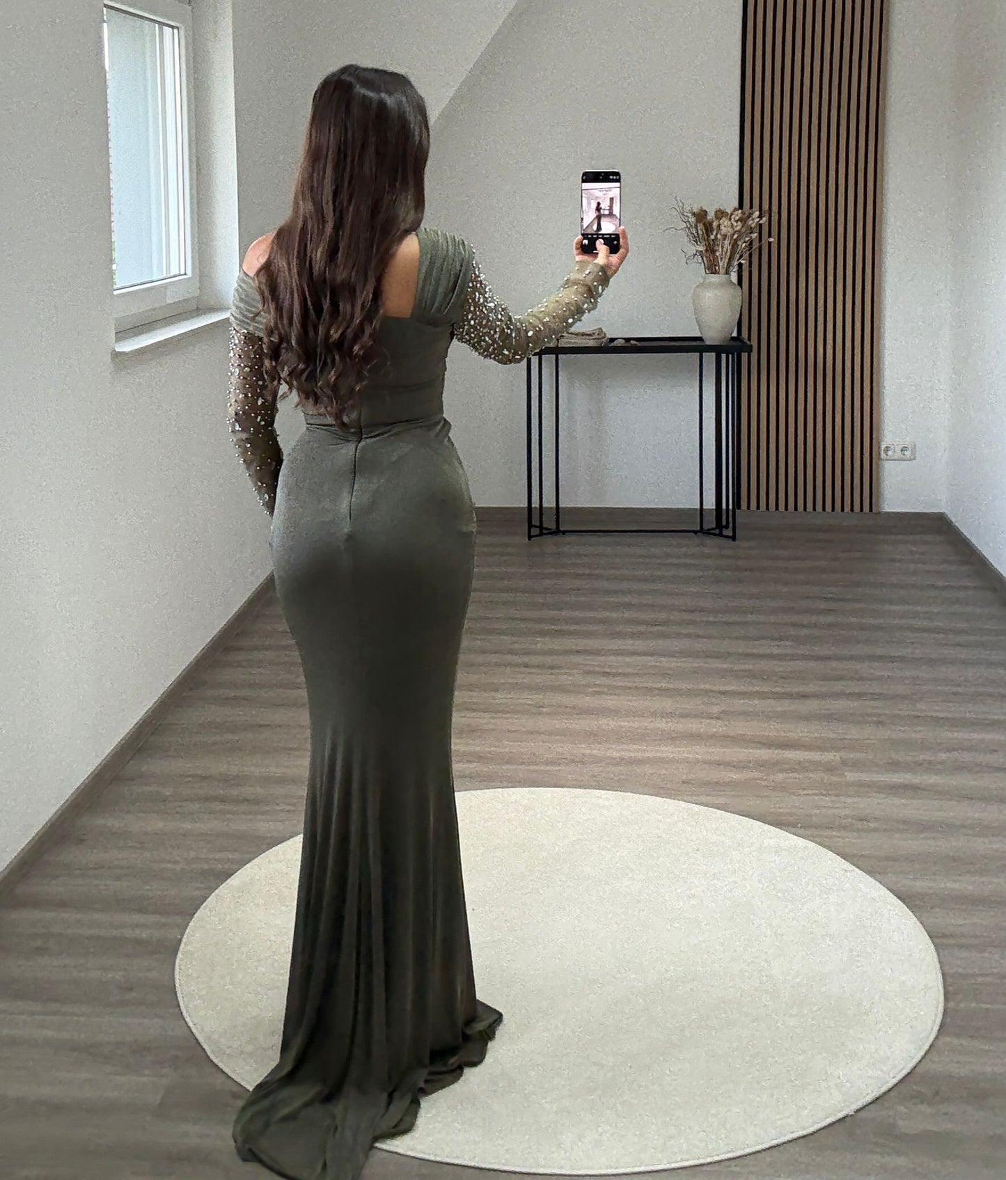 Elegant Long Sleeves Scoop Backless Evening Dress