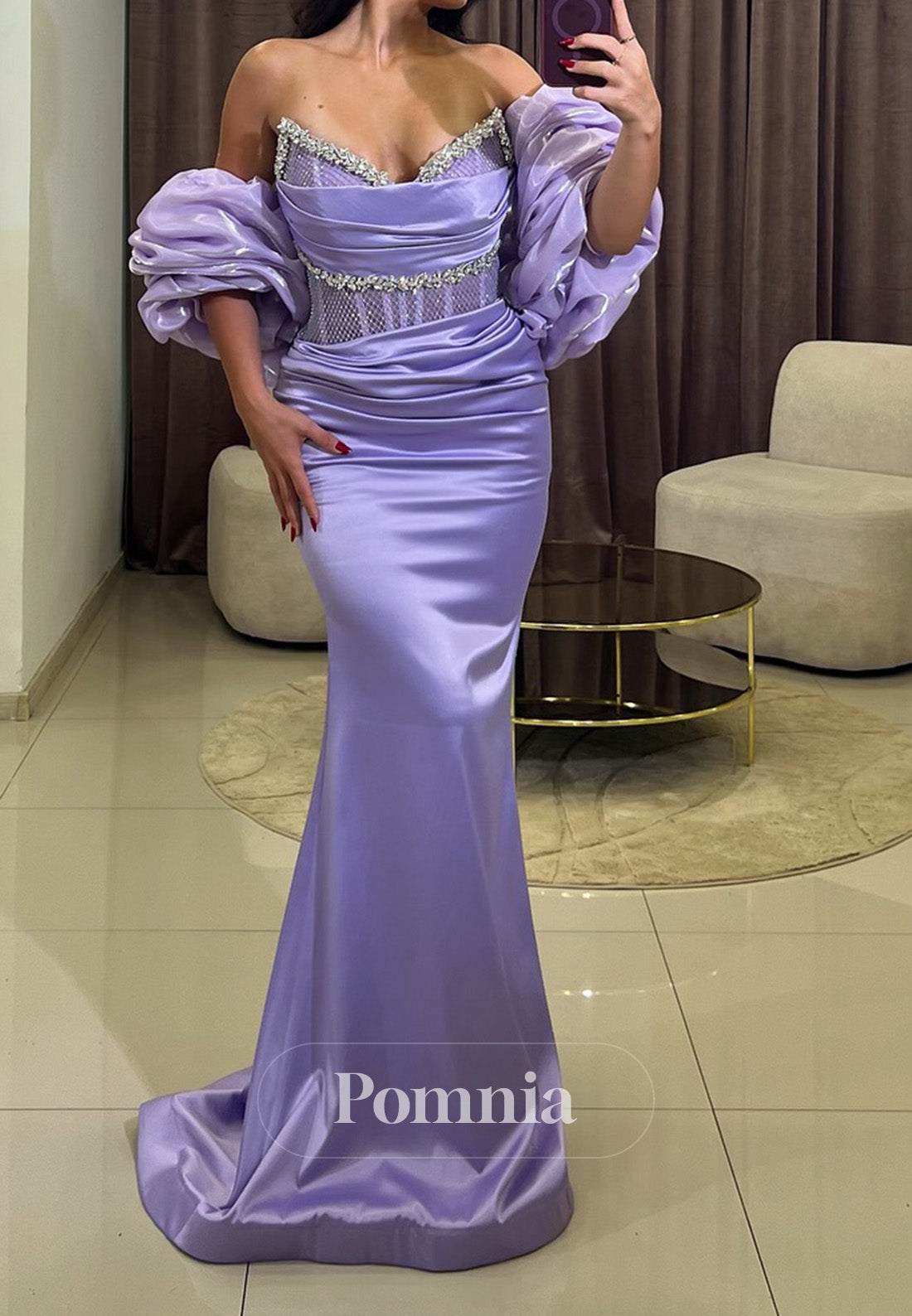 Lilac Off-Shoulder Corset Tulle Mermaid Prom Dress