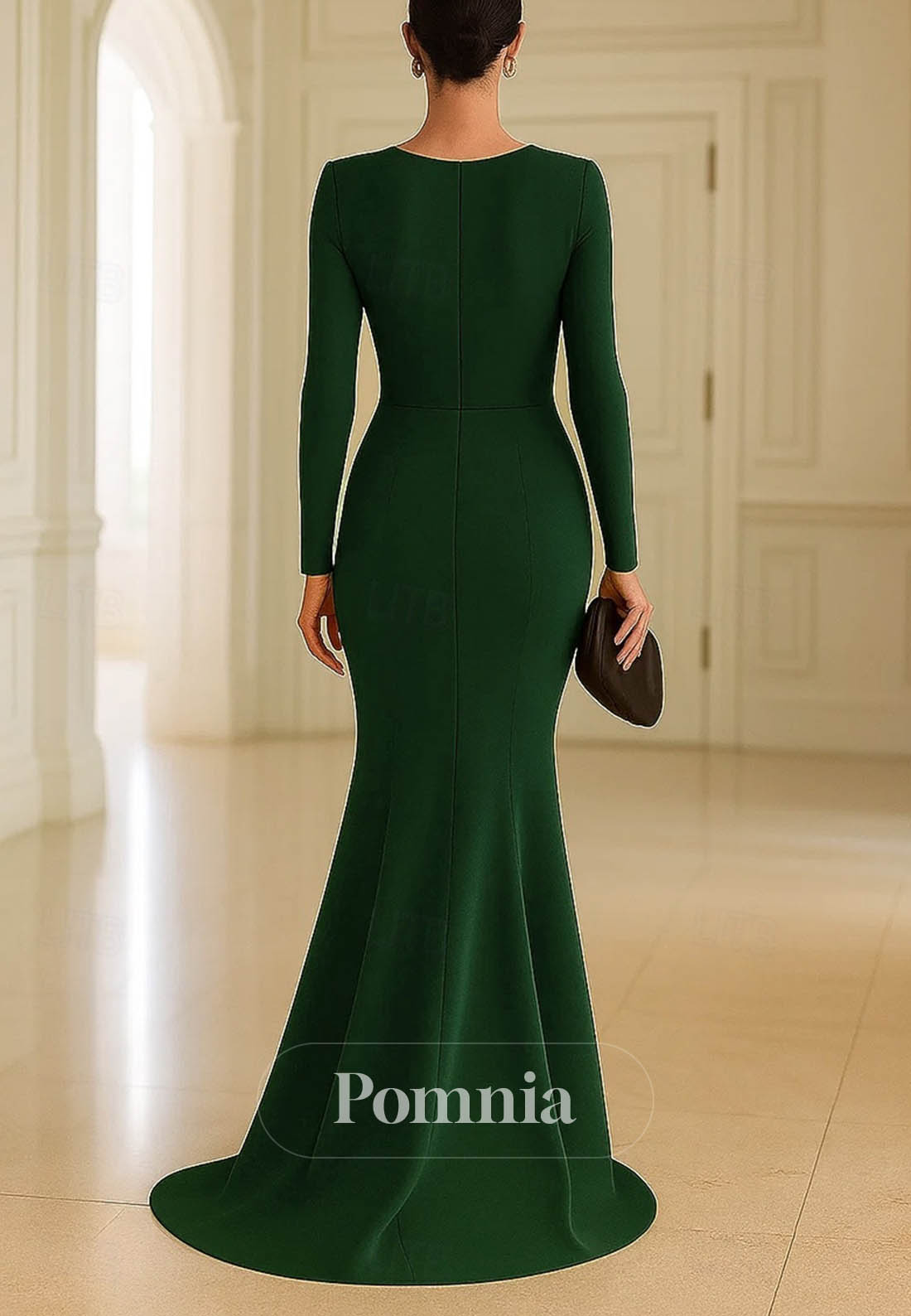 Trumpet Brush Train Floor Length Evening Gown