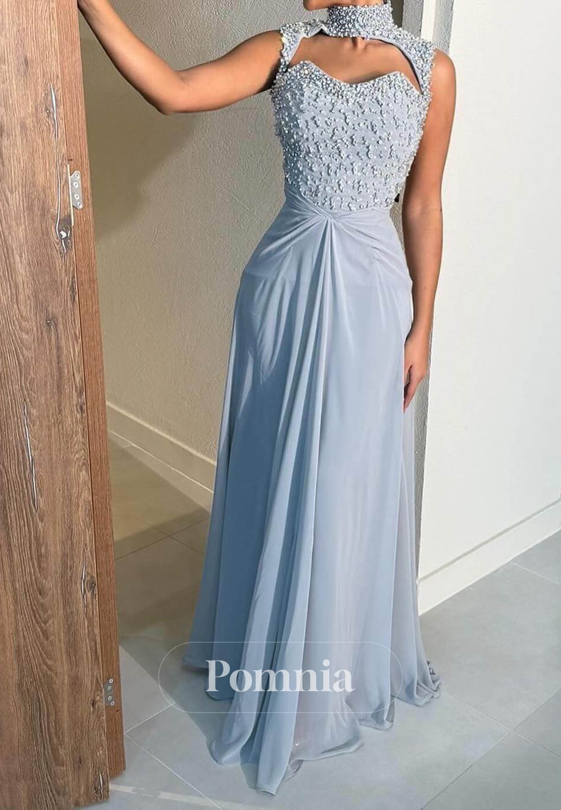 Mist Sleeveless Strapless Sequins A-Line Evening Dress