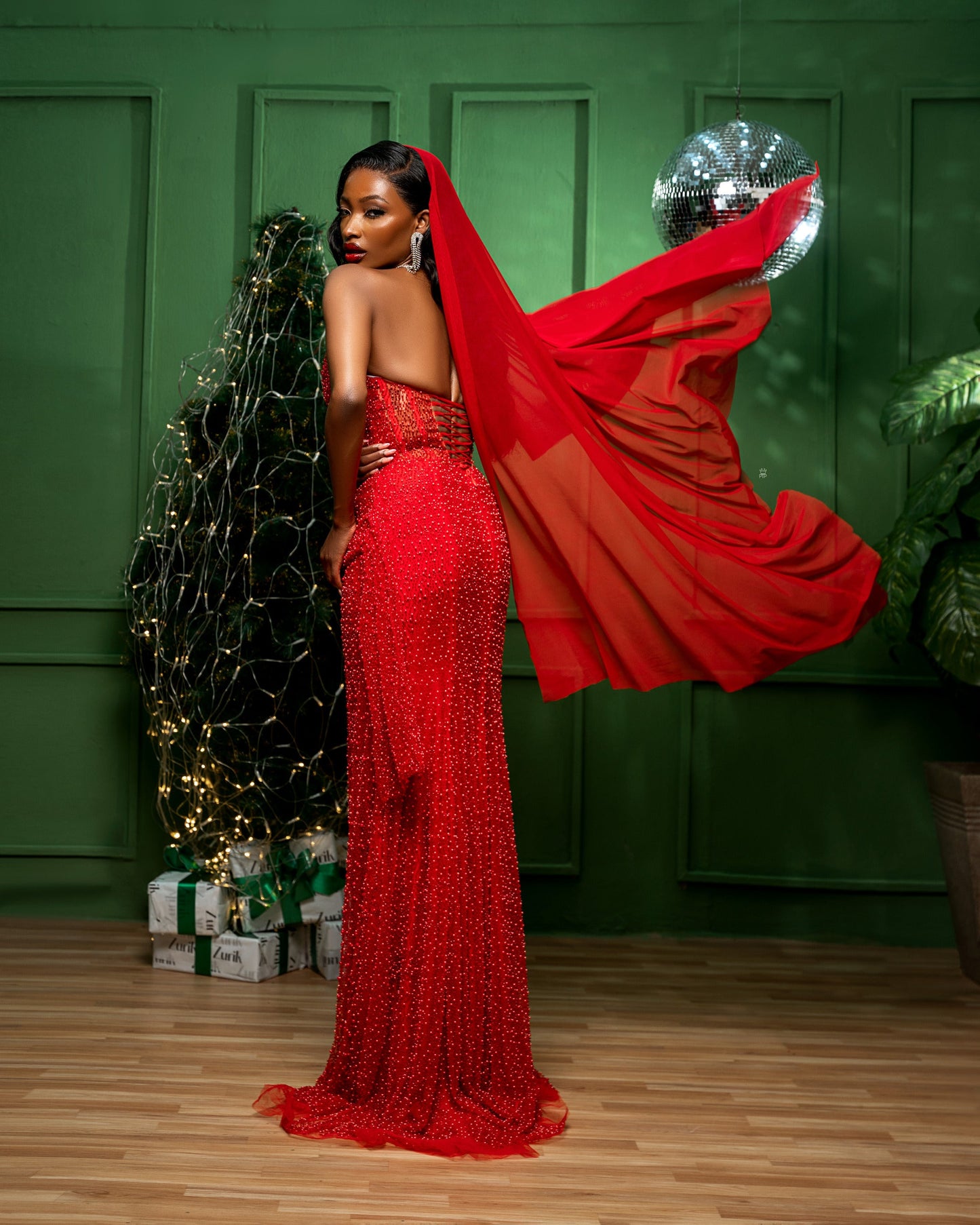 Red Sleeveless Scoop Corset Ruched Prom Dress