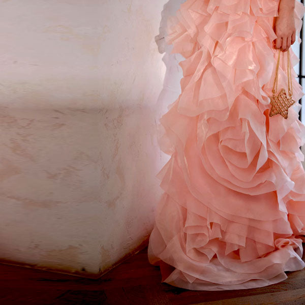 Off-Shoulder Tube Top Floor-Length Ruffled Chiffon Prom Dress