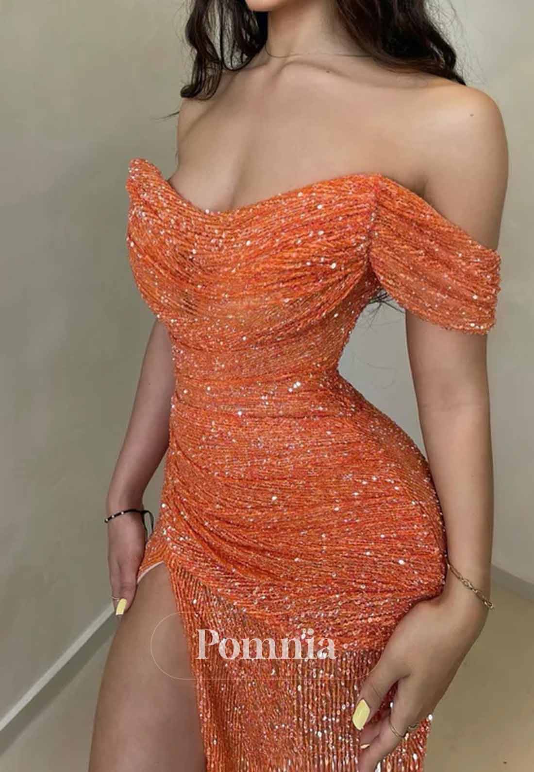 Sexy Sequins Off-Shoulder Mermaid Long Prom Dress