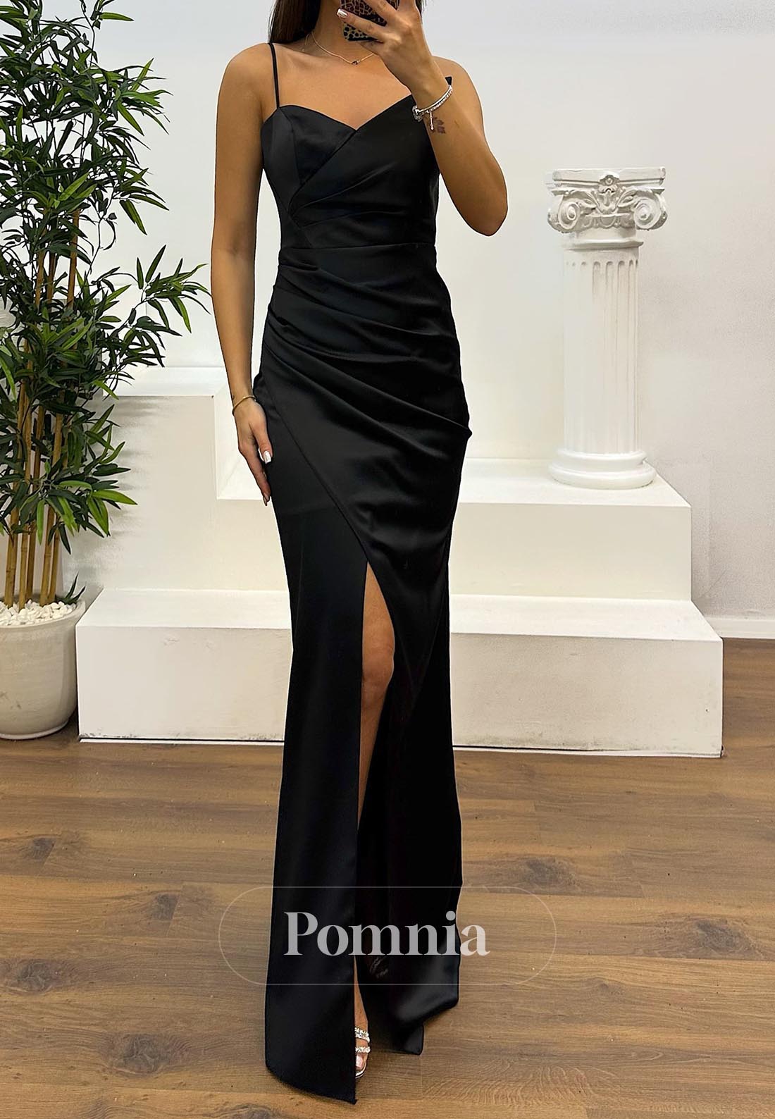 Sexy Sheath Spaghetti Straps Scoop Slit Evening Dress