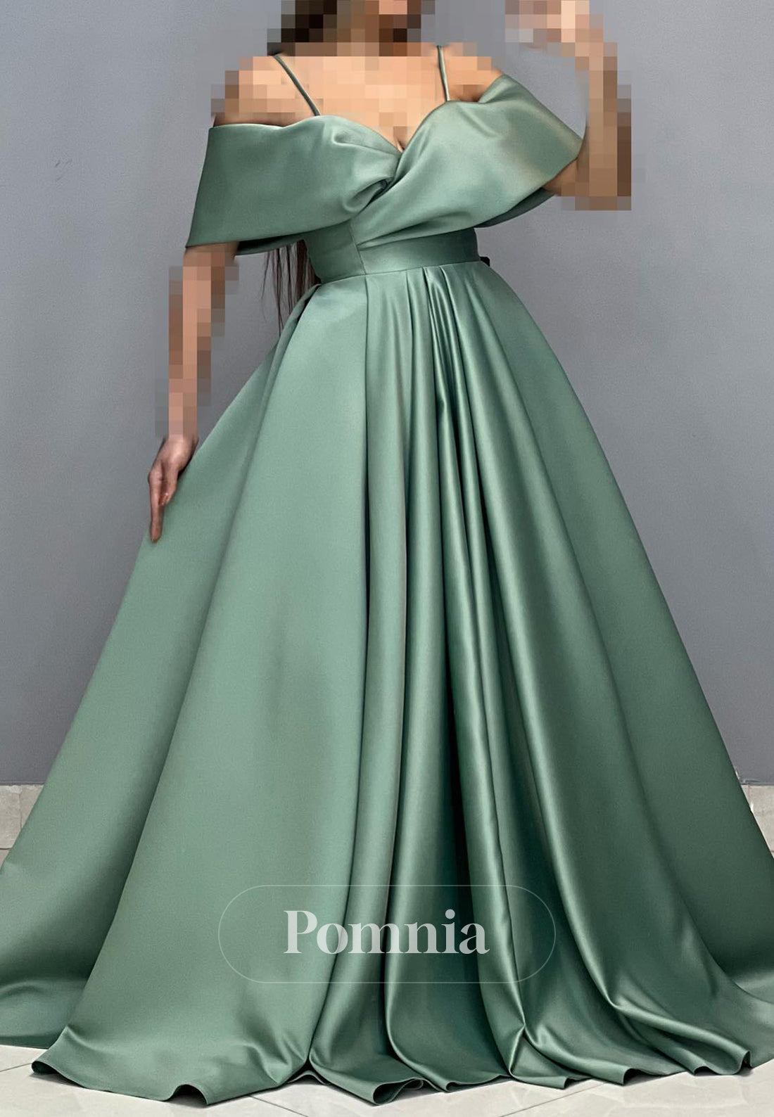 Simple A-Line Off-Shoulder Prom Dress with Train Empire-Waist Evening Dress