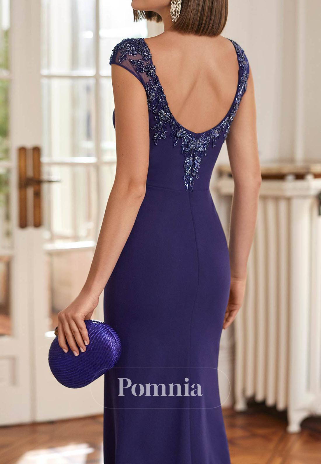 Simple A-Line Scoop Sleeveless Appliques Evening Dress