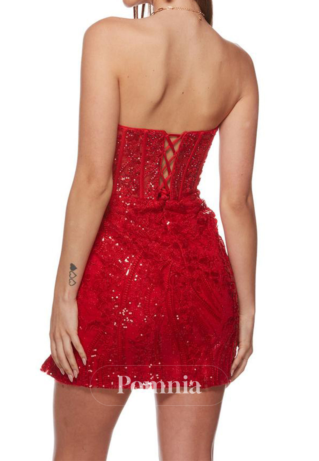 Sleeveless Strapless Sequins Corset Homecoming Dress