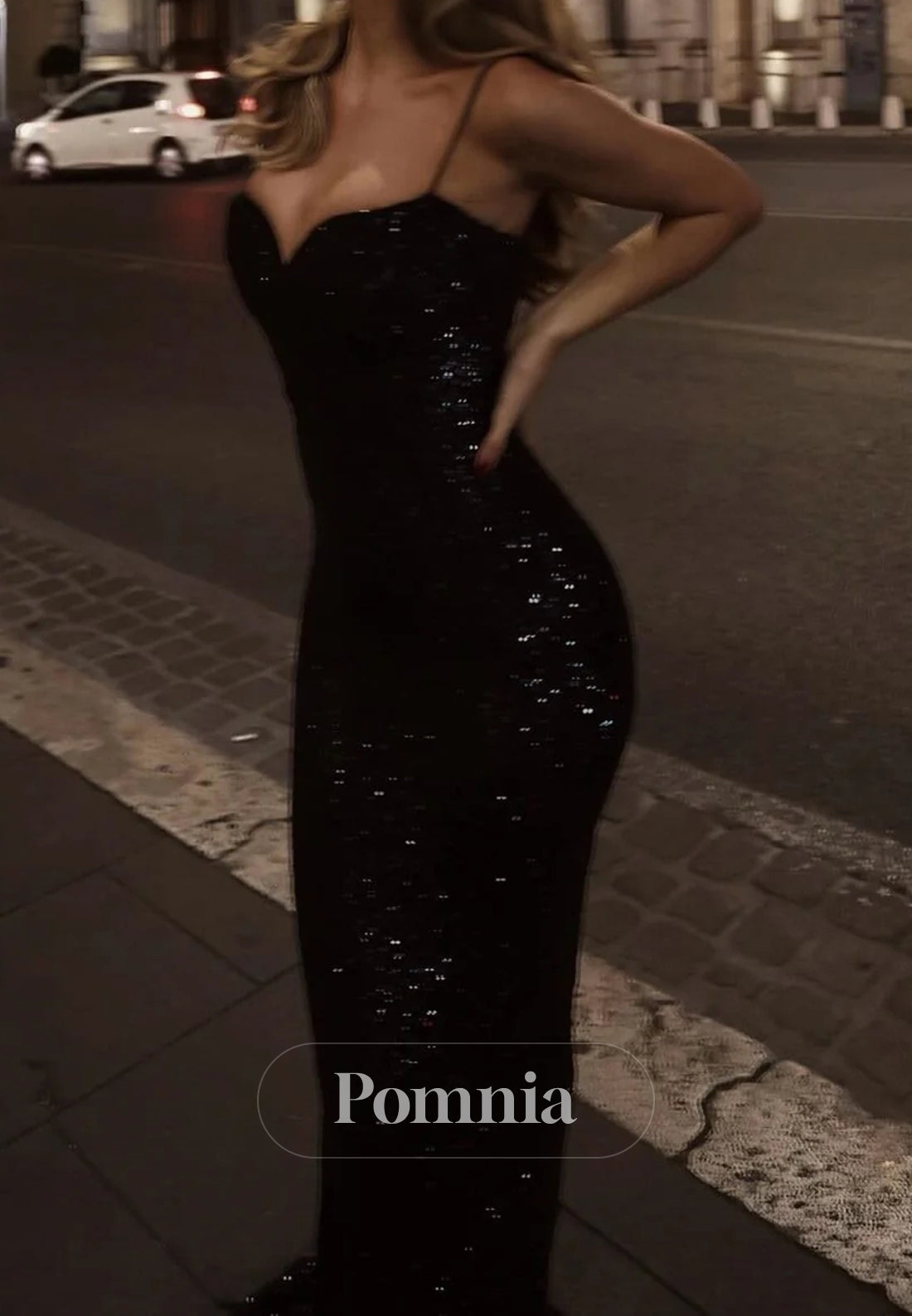 Sparkly Mermaid Spaghetti Straps Sequins Long Prom Dress