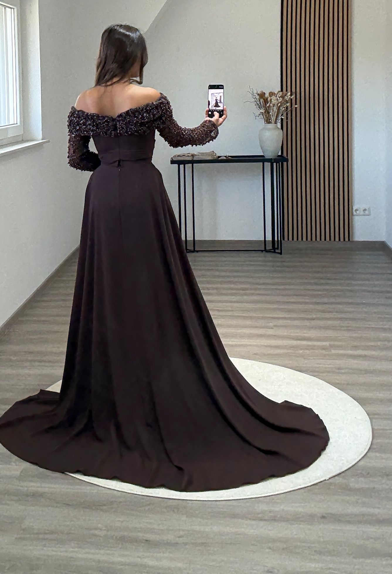 Elegant Long Sleeves Scoop Backless Evening Dress