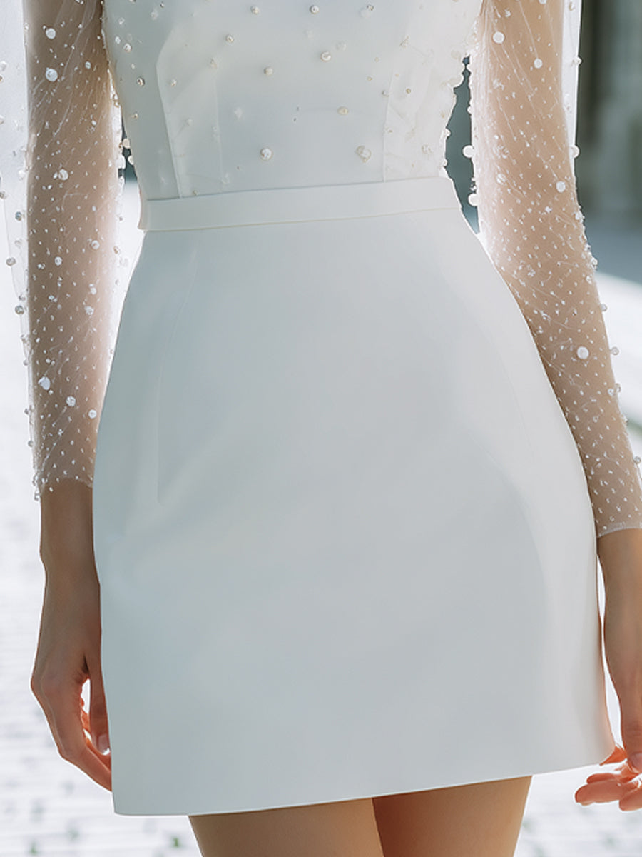 Elegant Pearl Embellished Mini Dress