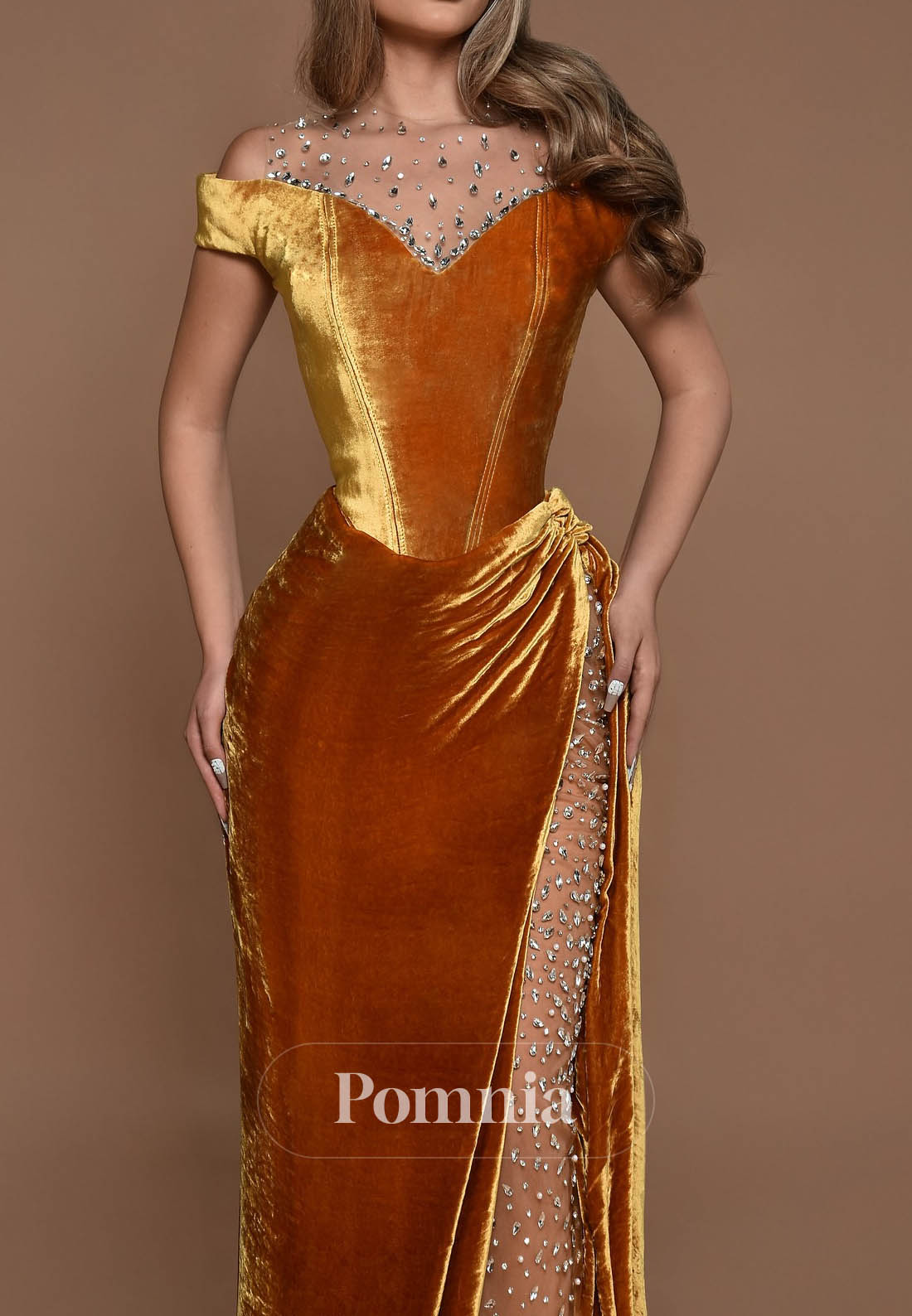 Elegant A-Line Sleeveless Strapless Ruched Velvet Prom Dress