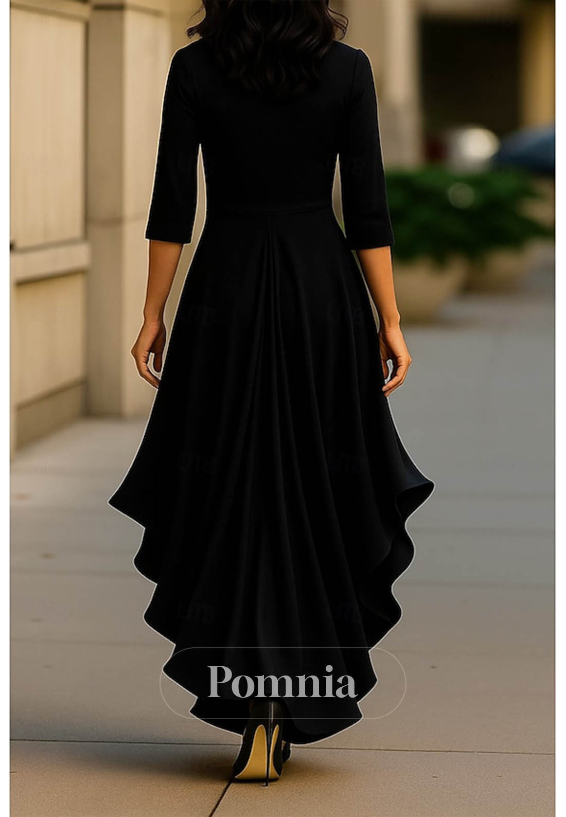 A-Line Long Sleeves V-Neck Work Dress