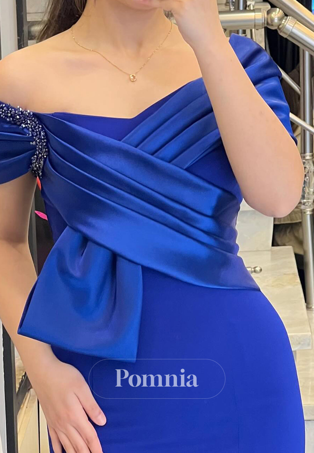 Royal Blue Sweetheart Sleeveless Ruched Evening Dress