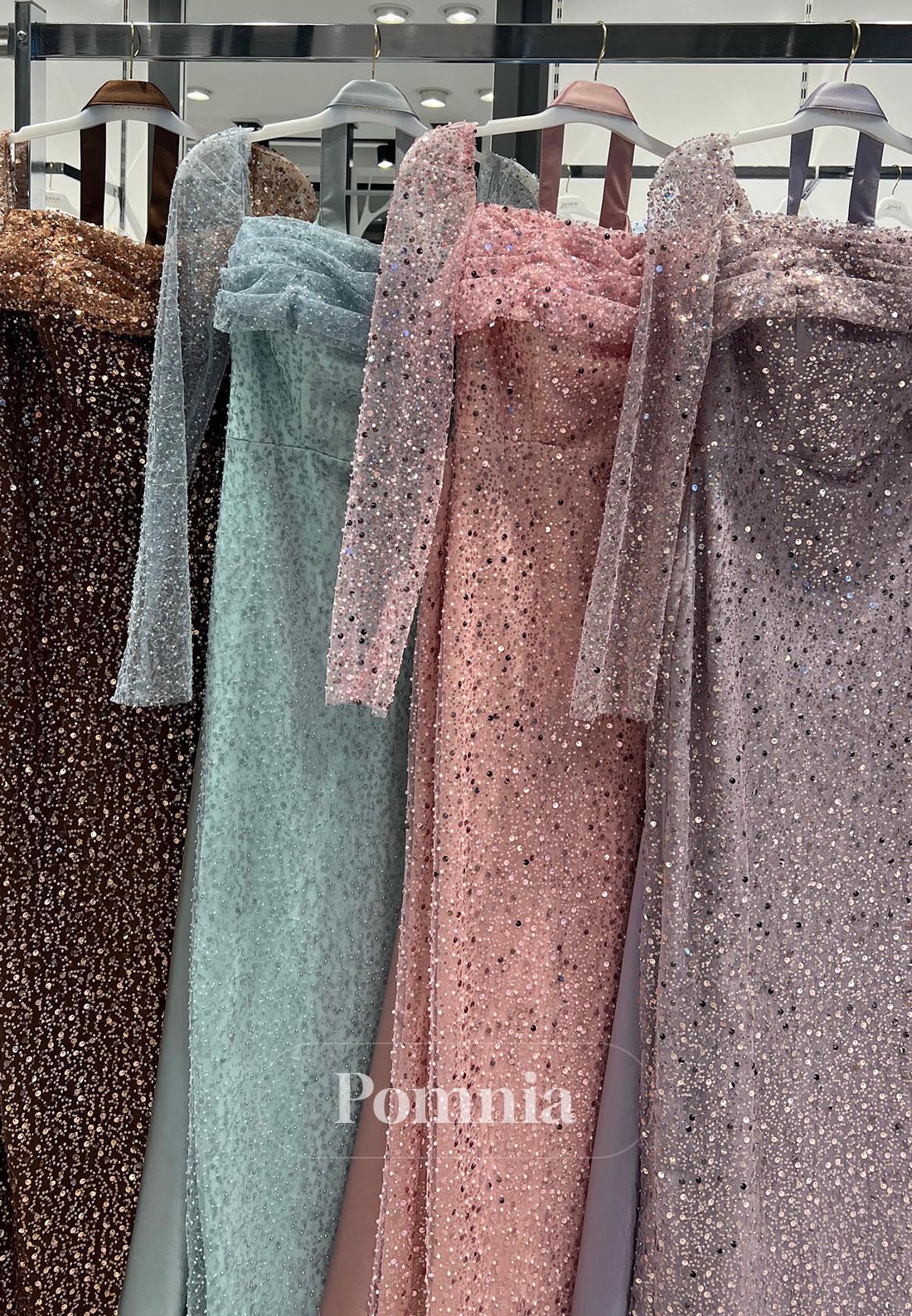 Charming Long Sleeves Square SweepTrain Evening Dress