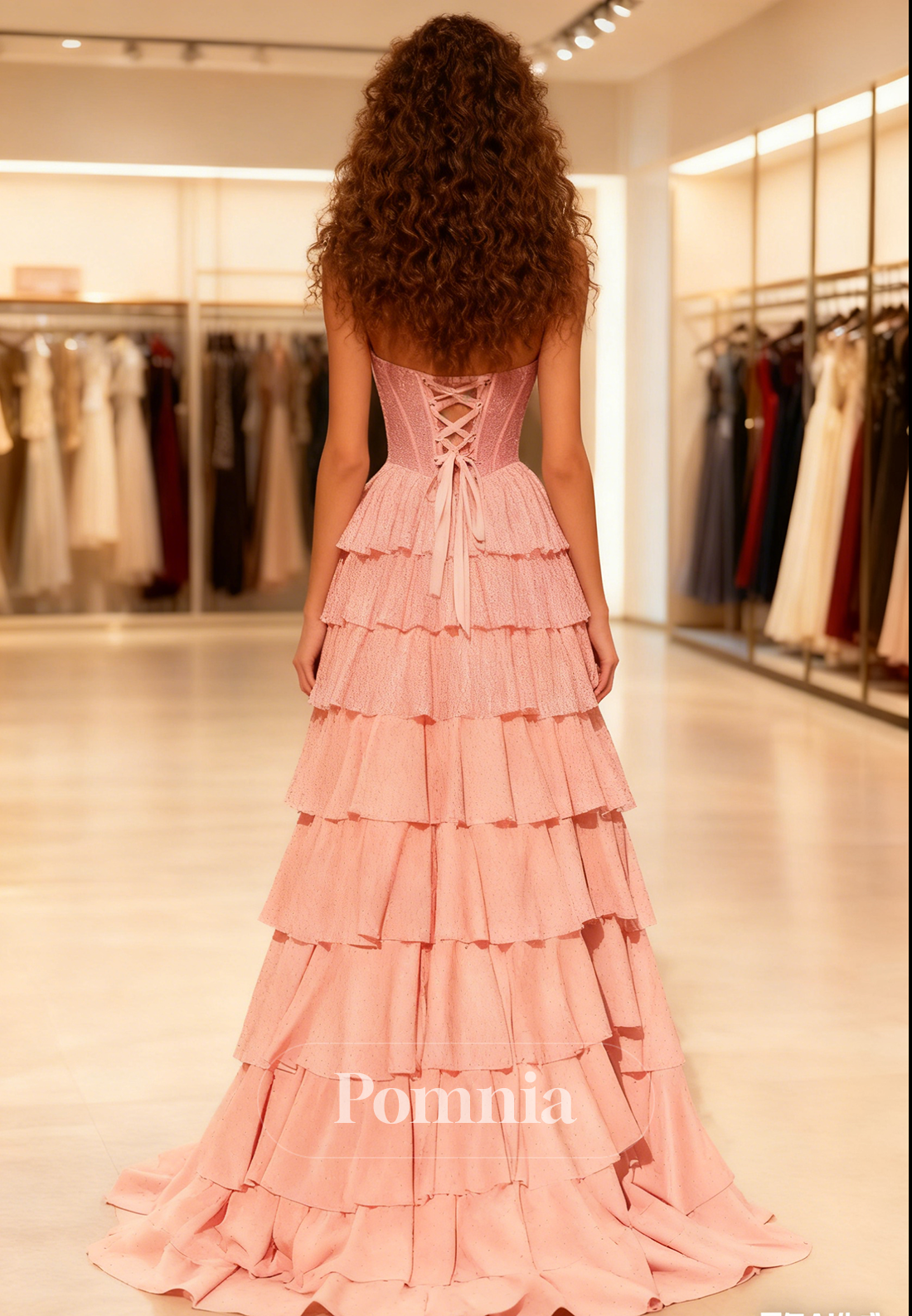 A-Line Sleeveless Strapless Ruffles A-Line Prom Dress