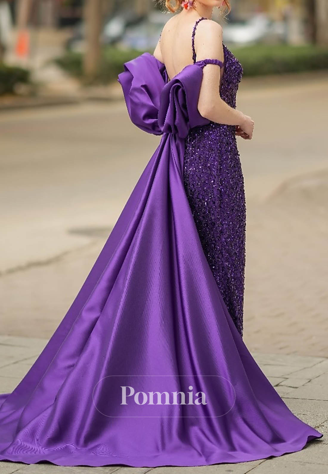 Regency Spaghetti Straps Sweetheart Slit Sequins Prom Dress