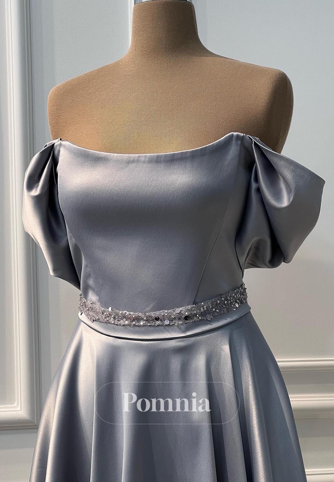 Dusty Lavender A-Line Off-Shoulder Short Evening Dress