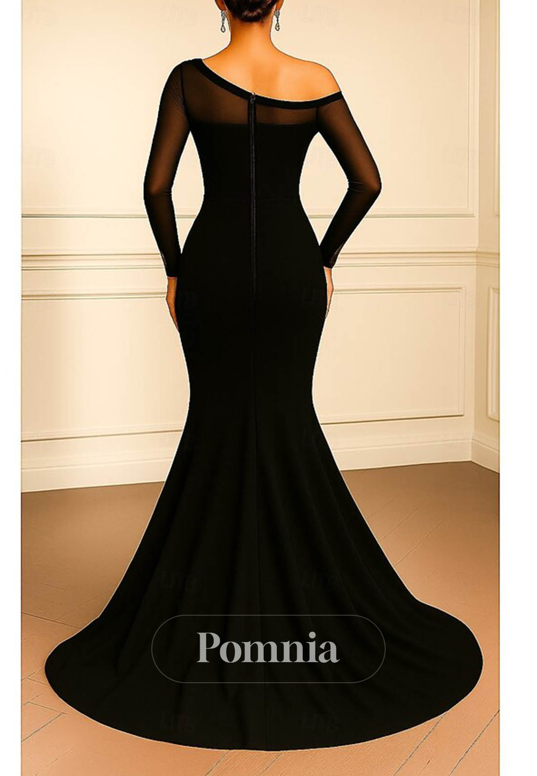 Elegant Long Sleeves Mermaid Satin Evening Dress