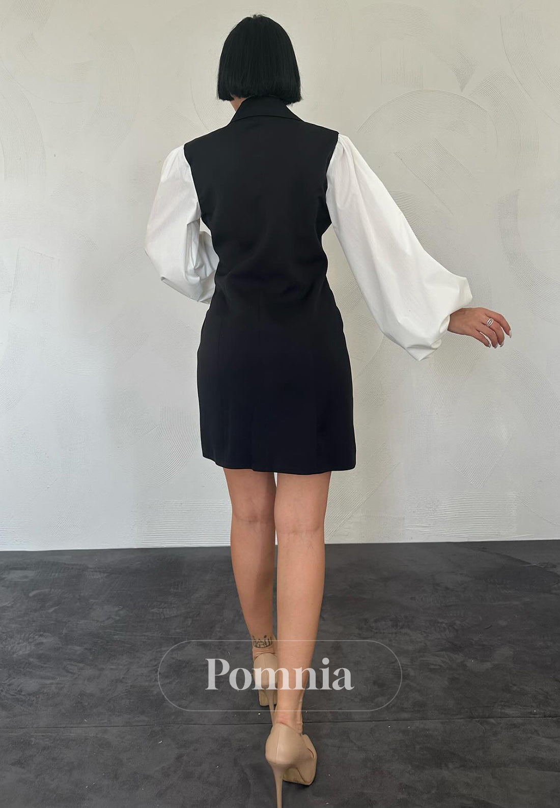 A-Line Long Sleeves V-Neck Mini Work Dress