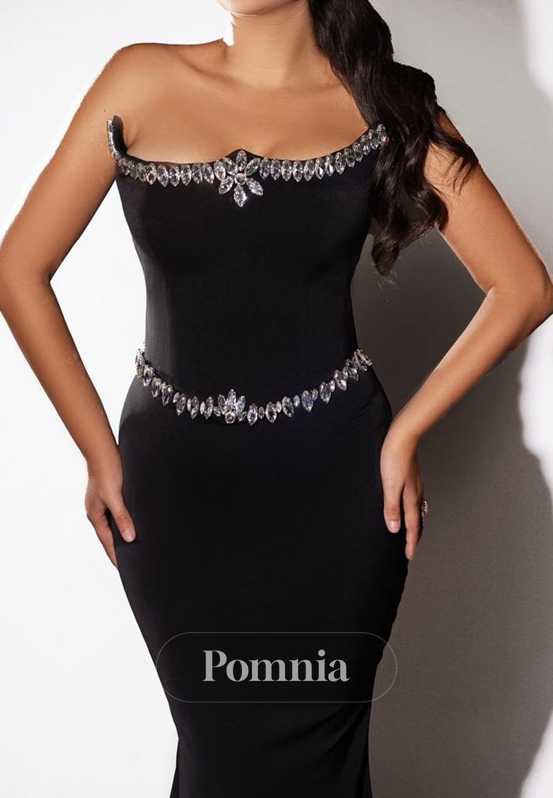 Black Scoop Strapless Sleeveless Mermaid Evening Dress