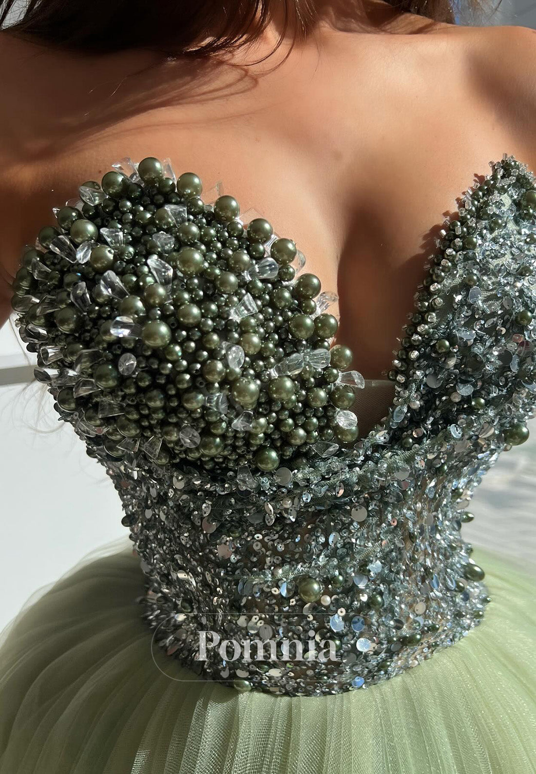 Charming A-Line Sleeveless Strapless Beads Lace Prom Dress