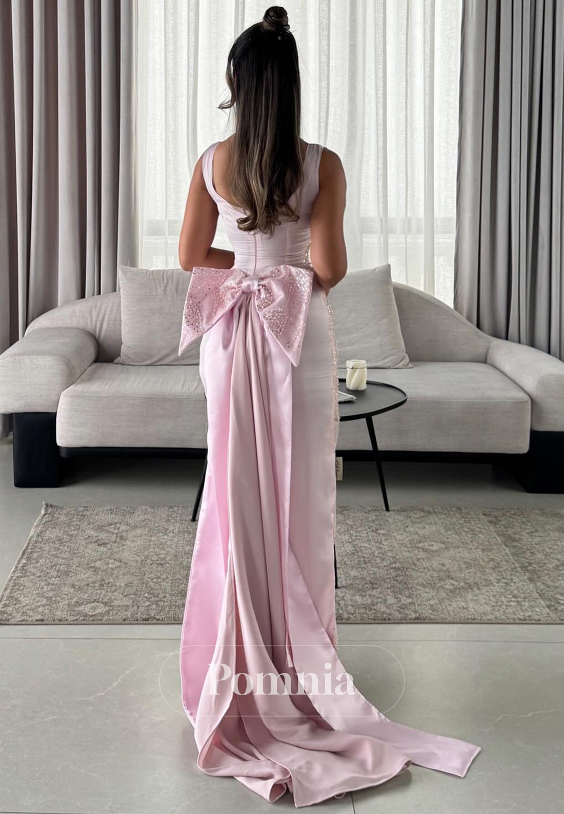 Blushing Pink Spaghetti Straps Scoop Ruched Prom Dress